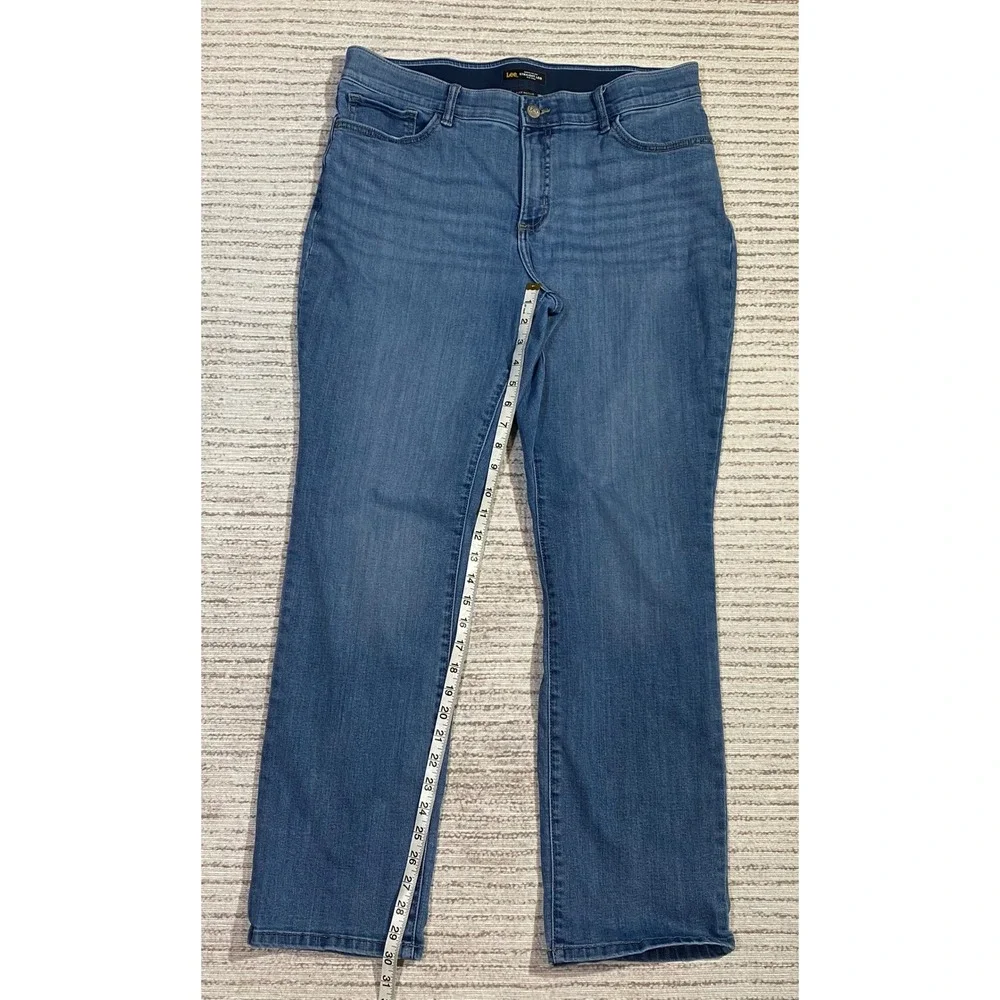 Lee Womens Flex Motion Regular‎ Fit Straight Leg Mid Rise Jeans Medium Wash 16M